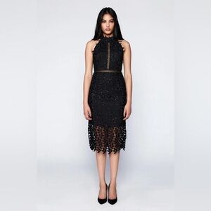 Bardot Black Lace Midi Halter Dress Womens size 10 NWT